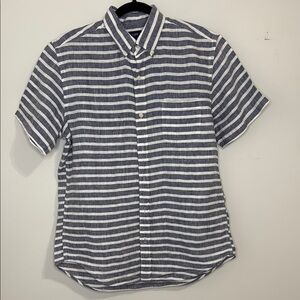 J.Crew M SIZE Men's Striped grey and White Shirt 
💯% Linen